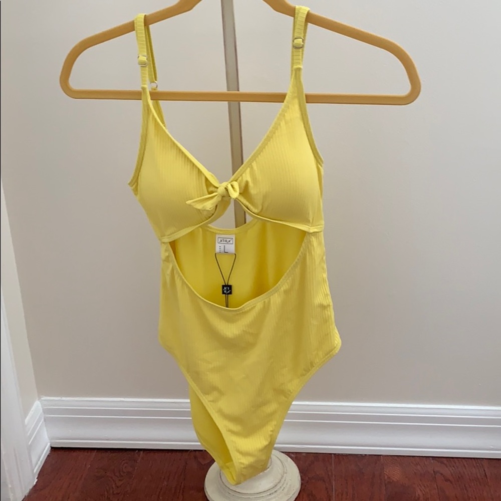 Yellow one piece bathing suit